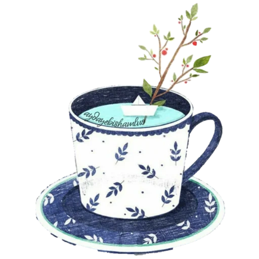 Telegram sticker  cup, a cup of tea, teacup, a cup packed in a dish, tea illustration,