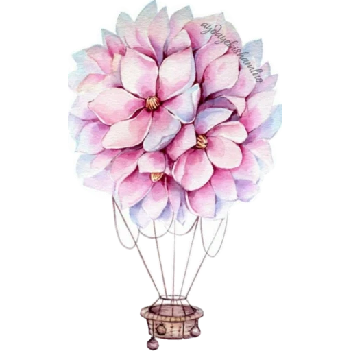 Telegram sticker  watercolor flowers, flower watercolor, flower illustration, watercolor flower plain color, watercolor balloon flowers,