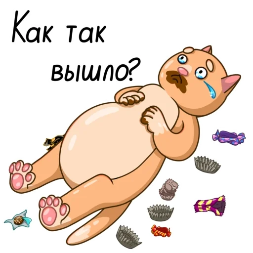 Telegram sticker  freeded, fat cat, the cat is sad,