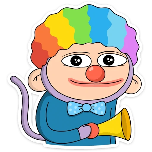 Telegram sticker  clown, pepe the clown, monkey t-shirt, clown peeking, clown nose pepe,