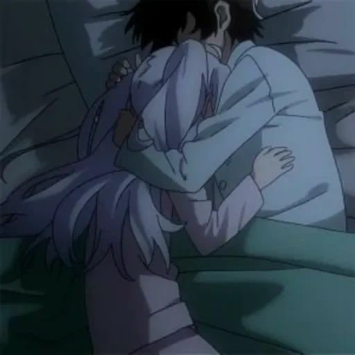 Telegram sticker  anime, anime, anime kiss, anime kiss of the bed, darker than a dark anime kiss,